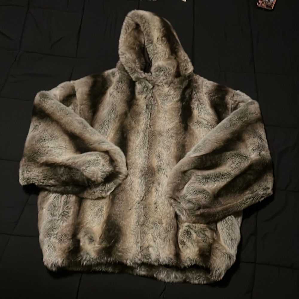 Donna Salyers’ Fabulous Furs, brown, XL unisex faux fur hoodie